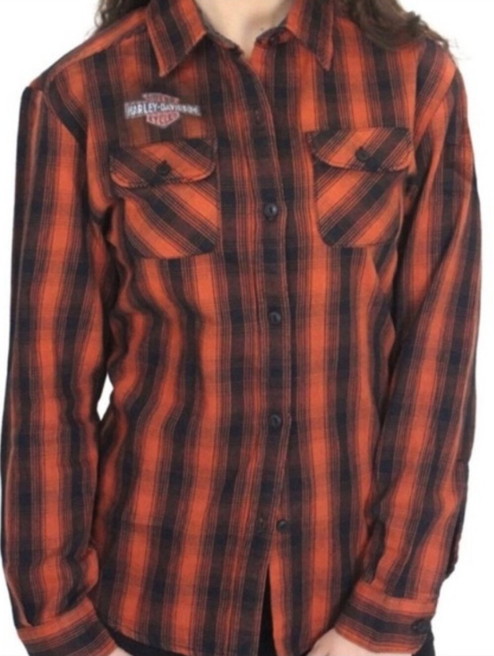 Harley-Davidson Oak Leaf Plaid Flannel Shirt Size L